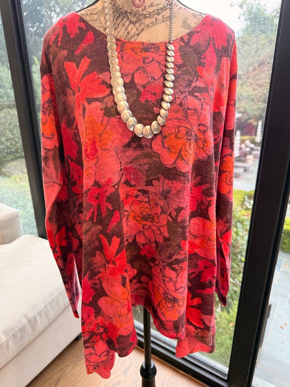 Soft Surroundings Floral Flowy Long Knit Top XXL EUC